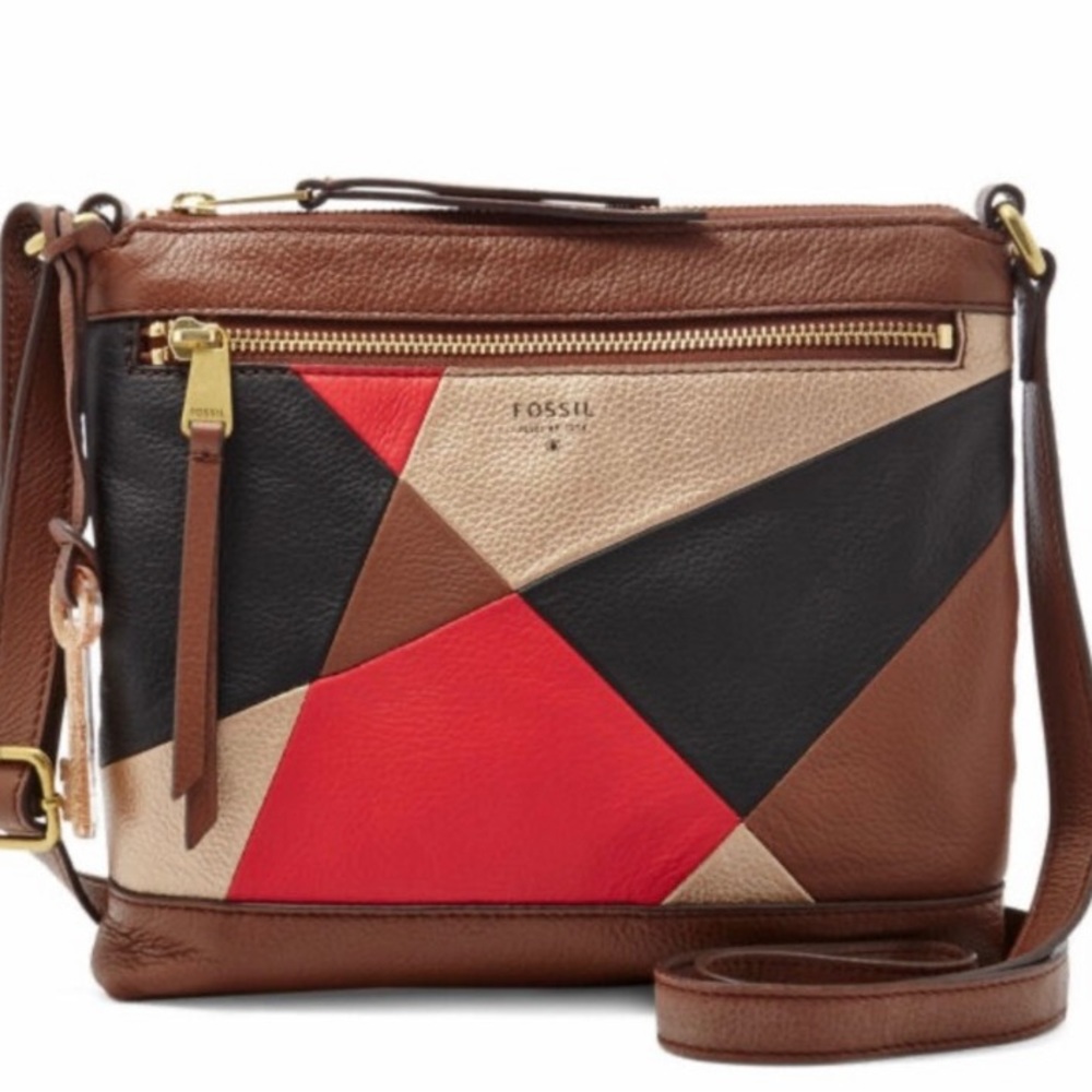 Fossil Patchwork Leather Crossbody Purse
